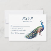 モダントレンディーウォーター色ピーコック 出欠カード (正面)