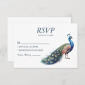 モダントレンディーウォーター色ピーコック 出欠カード (正面/裏面)