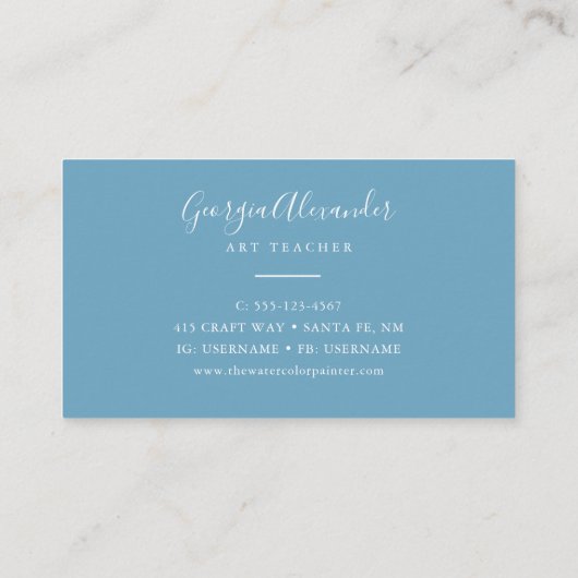 モダントレンディーウォーター色フローラアート先生 名刺 (裏面)