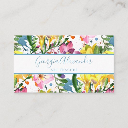 モダントレンディーウォーター色フローラアート先生 名刺 (正面)