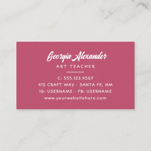 モダントレンディーウォーター色フローラアート先生 名刺 (裏面)