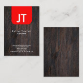 モダントレンディーウッドレッドモノグラム 名刺 (正面/裏面)