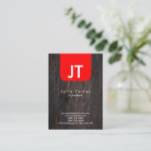 モダントレンディーウッドレッドモノグラム 名刺 (スタンド正面)