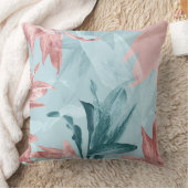 モダントレンディーエキゾチックなブルーピンクの熱帯葉 クッション (ブランケット)