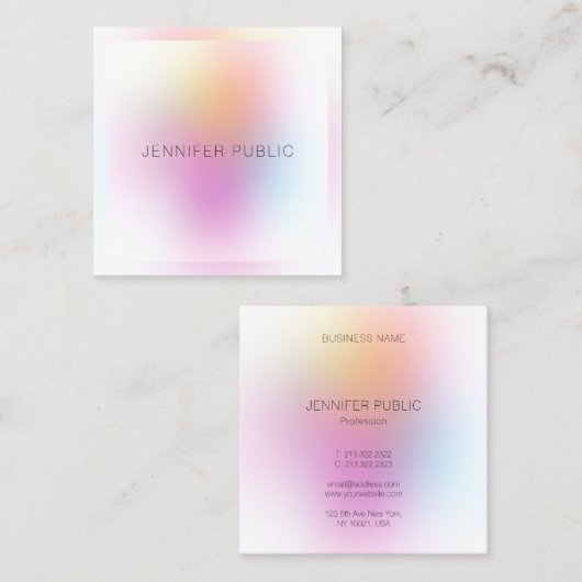 モダントレンディーエレガントカラフルデザインテンプレート スクエア名刺 (正面/裏面)