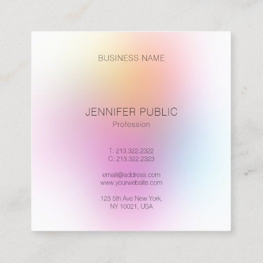 モダントレンディーエレガントカラフルデザインテンプレート スクエア名刺 (裏面)