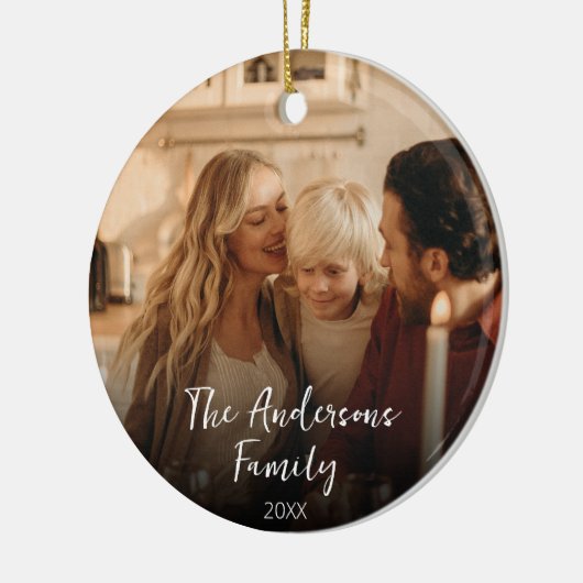 モダントレンディーエレガントタイポグラフィファミリー写真 セラミックオーナメント (左)