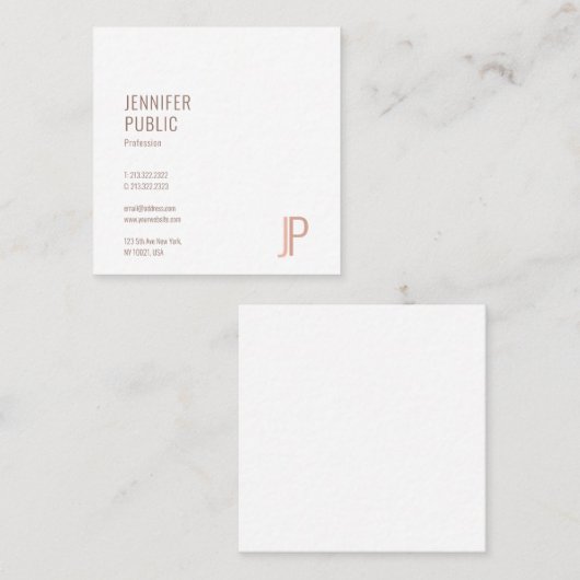 モダントレンディーエレガントデザインモノグラムテンプレート スクエア名刺 (正面/裏面)