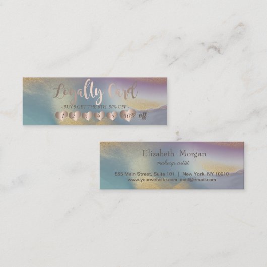 モダントレンディーエレガントハート金ゴールドグリッター ロイヤリティカード (正面/裏面)