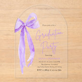 モダントレンディーエレガントパープルボウ卒業式アーチ アクリル招待状 (正面)