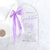 モダントレンディーエレガントパープルボウ卒業式アーチ アクリル招待状