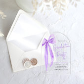 モダントレンディーエレガントパープルボウ卒業式アーチ アクリル招待状