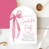 モダントレンディーエレガントピンクボウ卒業アーチ 招待状