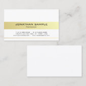 モダントレンディーエレガントホワイト金ゴールドお洒落デザイン 名刺 (正面/裏面)