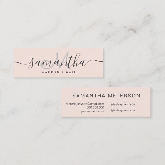 モダントレンディーエレガント赤面ピンク化粧毛 スキニー名刺 (正面/裏面)