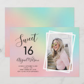 モダントレンディーエレガントsweet sixteen誕生会 招待状 (正面/裏面)