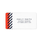 モダントレンディーオレンジとダークブルーのストライプアドレス ラベル (正面)