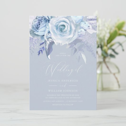 モダントレンディーオールシーズンズダスティブルー結婚ズ 招待状 (スタンド正面)