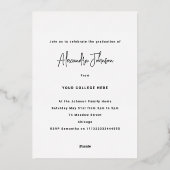 モダントレンディーカジュアル写真卒業パーティー金ゴールド 箔招待状 (裏面)