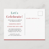 モダントレンディーカラフルタイポグラフィ卒業 インビテーションポストカード (裏面)