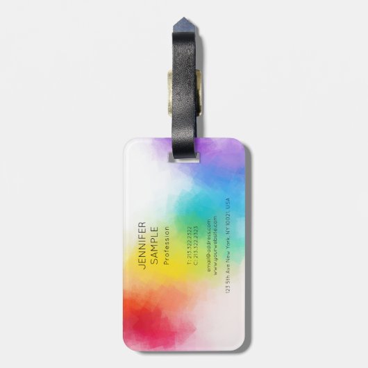 モダントレンディーカラフルデザインエレガントテンプレート ラゲッジタグ (裏面縦)