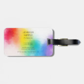 モダントレンディーカラフルデザインエレガントテンプレート ラゲッジタグ (裏面横)