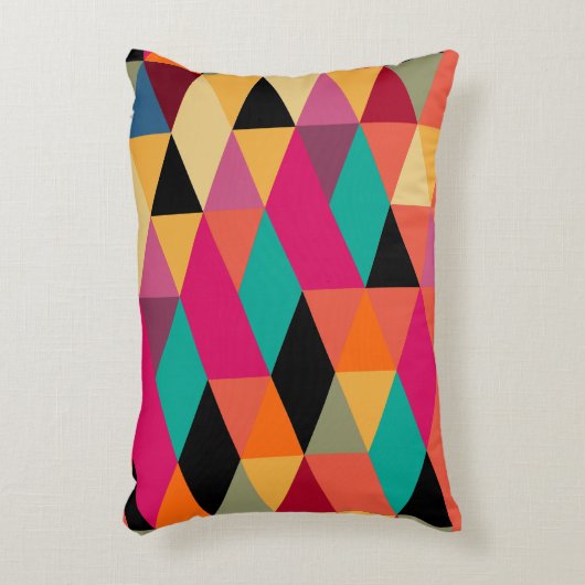 モダントレンディーカラフル幾何学模様 アクセントクッション (正面(垂直))