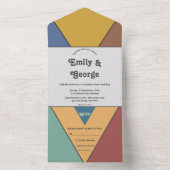 モダントレンディーカラフル抽象芸術ア結婚ート オールインワン招待状 (内側)