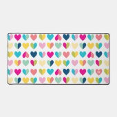 モダントレンディーカラフル明るいハートパターン デスクマット (正面)