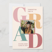 モダントレンディーカラータイポグラフィ2写真卒業 案内状 (正面)