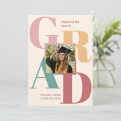 モダントレンディーカラータイポグラフィ2写真卒業 案内状 (スタンド正面)