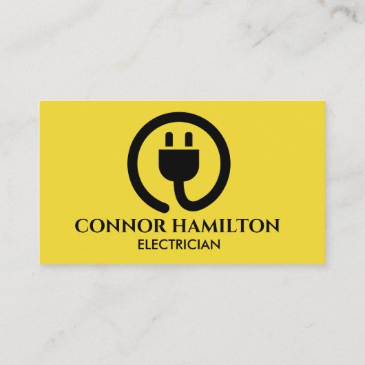 モダントレンディークールイエローケーブル電気技師 名刺 (裏面)