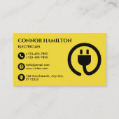 モダントレンディークールイエローケーブル電気技師 名刺 (正面)
