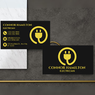 モダントレンディークールイエローケーブル電気技師 名刺
