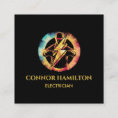 モダントレンディークール稲妻電気技師 スクエア名刺 (裏面)