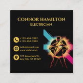 モダントレンディークール稲妻電気技師 スクエア名刺 (正面)