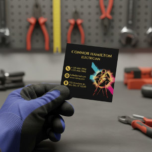 モダントレンディークール稲妻電気技師 スクエア名刺