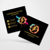 モダントレンディークール稲妻電気技師 スクエア名刺