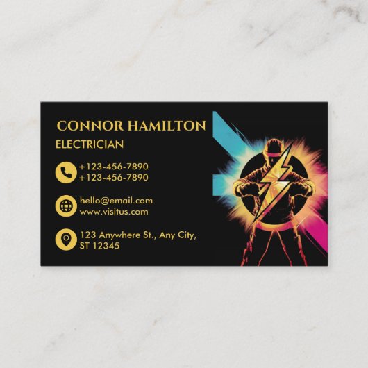 モダントレンディークール稲妻電気技師 名刺 (正面)