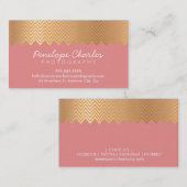 モダントレンディークール金ゴールド箔シボ模様サンゴ 名刺 (正面/裏面)