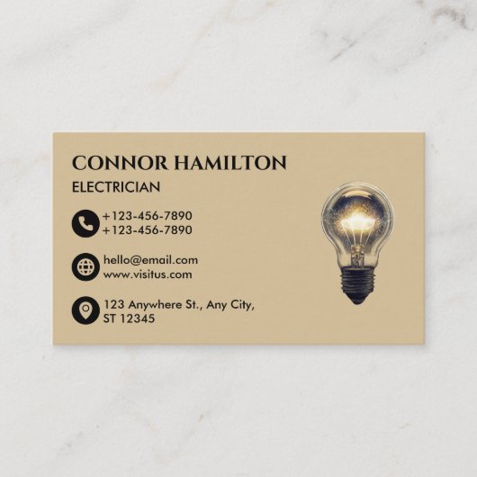 モダントレンディークール電球電気技師 名刺 (正面)