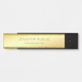 モダントレンディーグラム金ゴールドグリッターエレガントテンプレート サインプレート (正面)