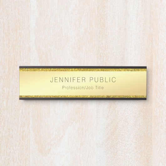 モダントレンディーグラム金ゴールドグリッターエレガントテンプレート サインプレート (正面)