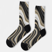 モダントレンディーグリッター及び大理石ブラック及び金ゴールド ソックス (左)