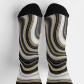 モダントレンディーグリッター及び大理石ブラック及び金ゴールド ソックス (上部)