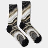 モダントレンディーグリッター及び大理石ブラック及び金ゴールド ソックス (右)