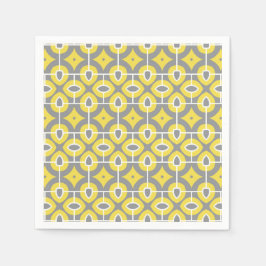 モダントレンディーグレーと白モザイク模様 スタンダードカクテルナプキン