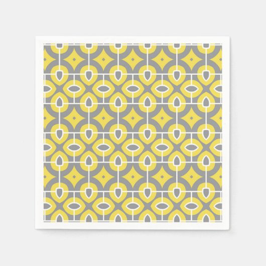 モダントレンディーグレーと白モザイク模様 スタンダードカクテルナプキン (正面)