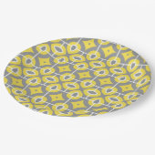 モダントレンディーグレーと白モザイク模様 ペーパープレート (アングル)