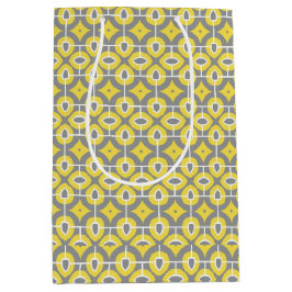 モダントレンディーグレーと白モザイク模様 ミディアムペーパーバッグ